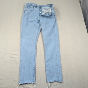 Levis 501 Jeans Womens 30 Blue Button Fly Classic American Light‎ Wash Raw Hem
